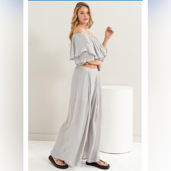 #22 The Posh Palazzo Pant Set Gray- Last One - Picture 3 of 5